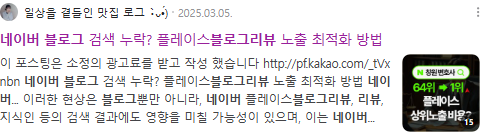 네이버 블로그 리뷰 검색결과