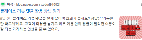 플레이스 리뷰 댓글 검색결과